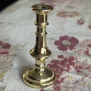 Vintage Gold Tone 3 Inch Mini Candle Stick For Doll- Holds Mini Candle